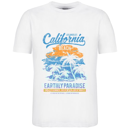 Bigdude California Print T-Shirt White Tall